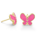 Lauren G. Adams Girls Petite Butterfly Post Earrings (Gold/Hot Pink)